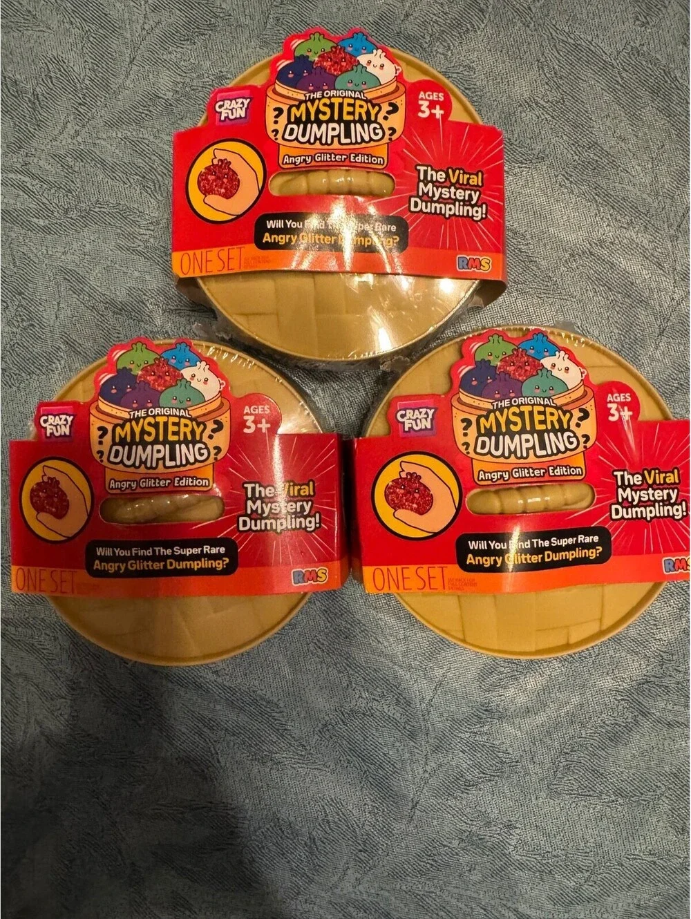 LOT OF 3 Viral Crazy Fun RMS Mystery Dumpling Angry Glitter Edition (SEALED)